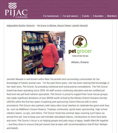 PIJAC Canada Features Pet Grocer winner - Jenn Newark