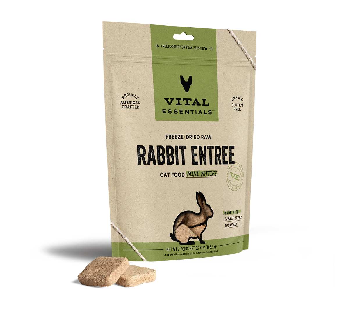Vital Essentials - Cat Freeze Dried Food - Rabbit Entree Mini Patties ...